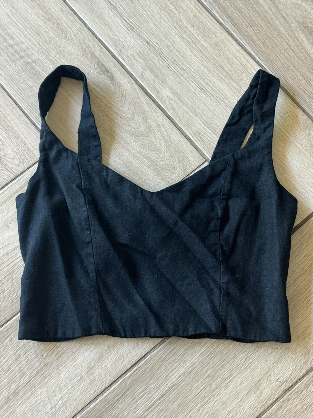a new day Black Cropped Square Neck Tank Top